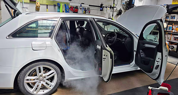 car exterior cleaning with steam